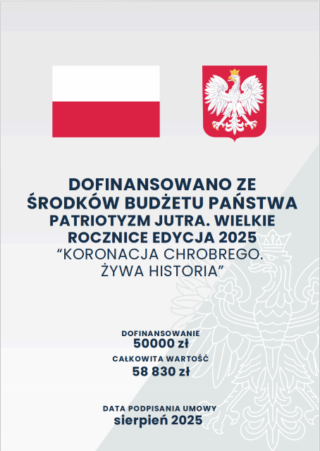 plakat mówiący o tym , że projekt zoastał dofinansowany z e środków budżetu Państwa na kwotę 50000 zł, a cały koszt projektu wynosi 58830zł