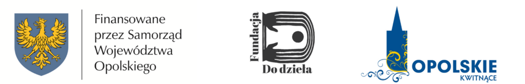 pasek z logotypami mUrzędu marszałkowskiego Województwa Opolskiego, Fundacji Do dzieła i logotypu marki Kwitnące Opolskie