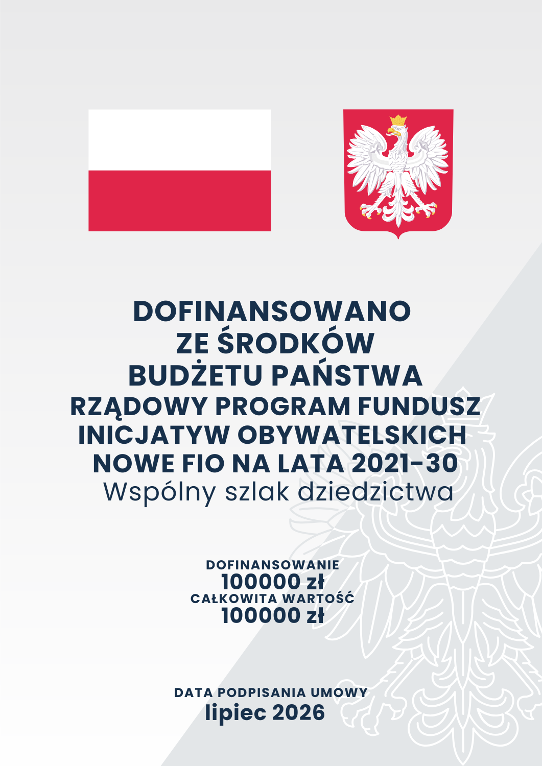 Plakat informujący, że projekt jest dofinansowany ze środków budżetu państwa
